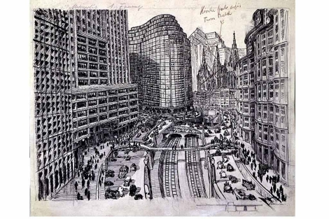 Dibujo de Fritz Lang para el guion de "Metropolis"