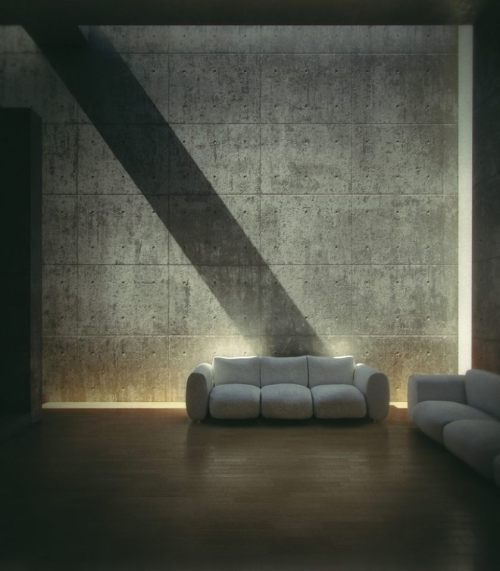 Luz cenital filtrada en el estar de la Casa Koshino - Tadao Ando